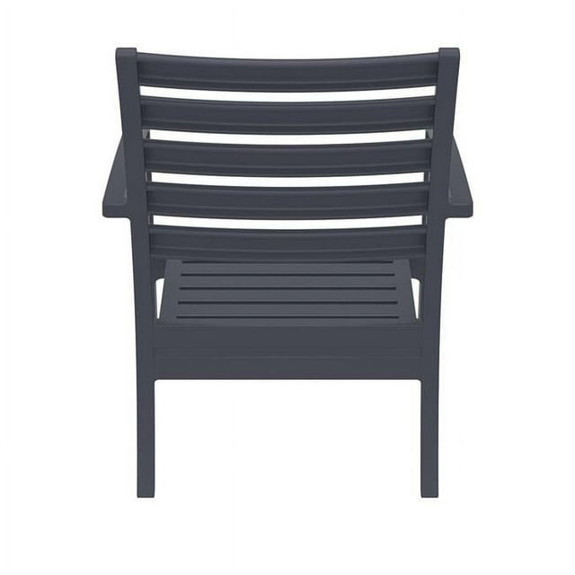 Siesta ISP004-DGR-CNA Artemis XL Outdoor Club Chair with Sunbrella Natural Cushion - Dark Gray -  set of 2