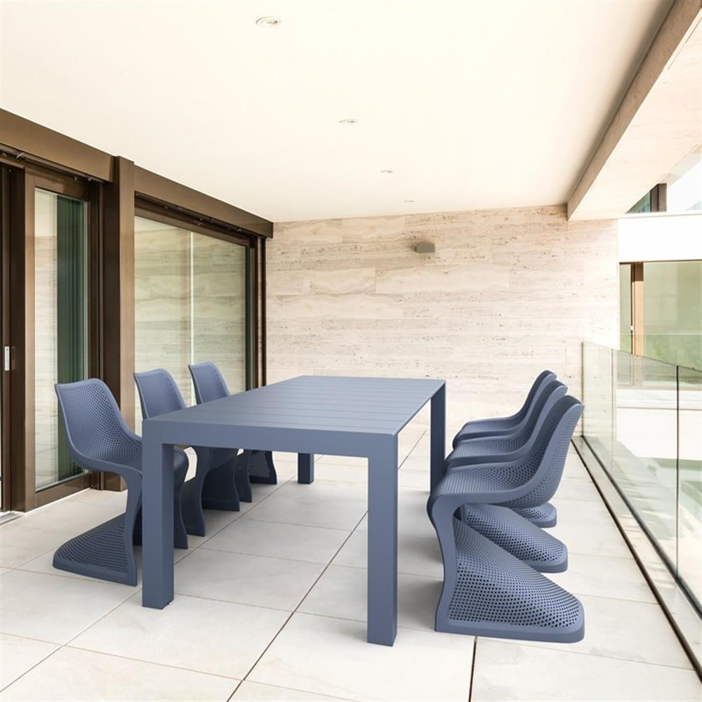 Siesta Bloom 118'' Dark Gray Extendable Outdoor Dining Set for 6