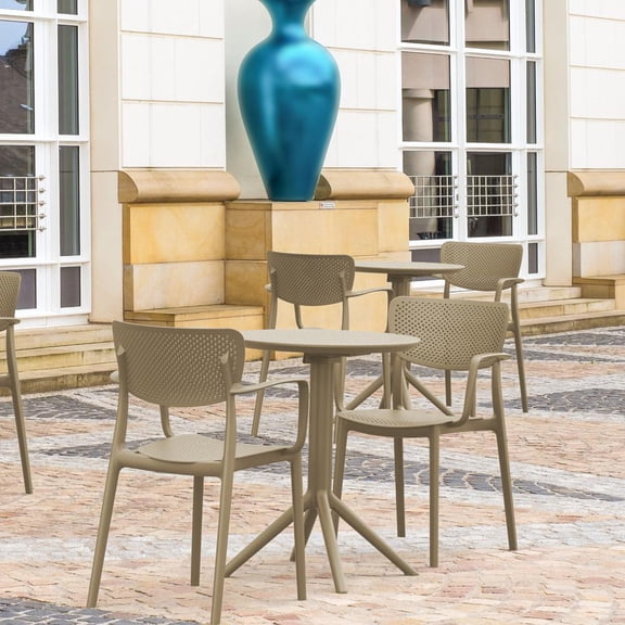 Compamia Loft Round Bistro Set 3 Piece with 24 inch Table Top Taupe
