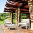 thumbnail image 1 of Compamia Mykonos Club Seating Set 3 piece Silver with Sunbrella Natural Cushion, 1 of 5