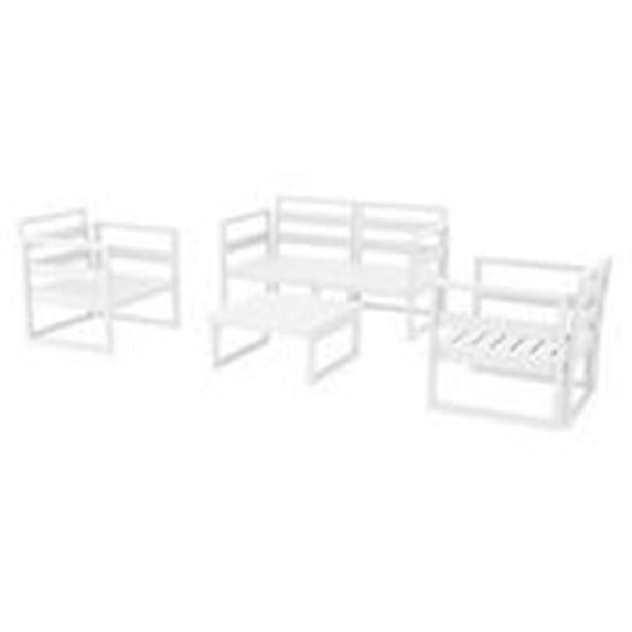 Siesta ISP132-WHI-CTA Mykonos 4 Person Lounge Set with Sunbrella Taupe Cushion - White
