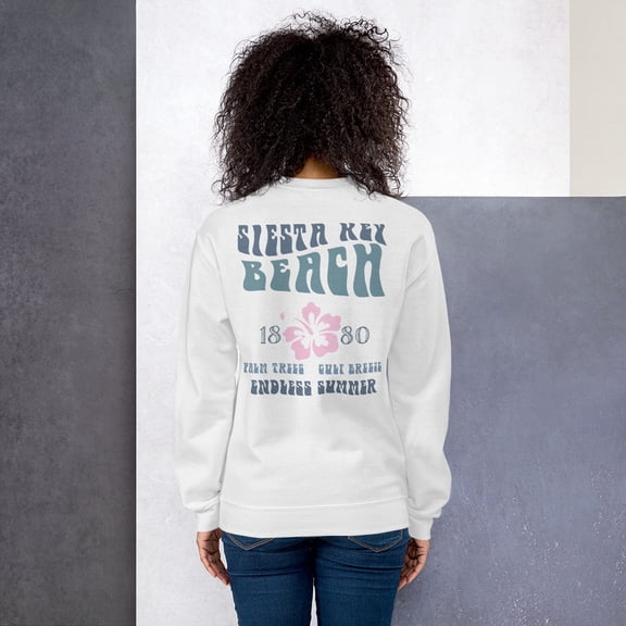 Siesta Key Back Print with Hibiscus Logo Sweatshirt Lights Unisex Endless Summer