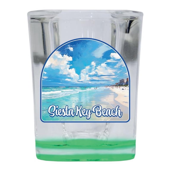 Siesta Key Beach Florida Design A Souvenir 2 oz Square Shot Glass Green