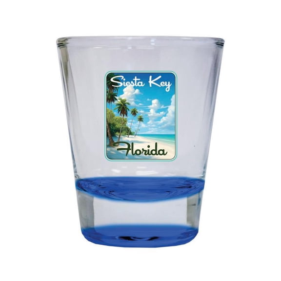 Siesta Key Beach Florida Design B Souvenir 2 oz Round Shot Glass Blue