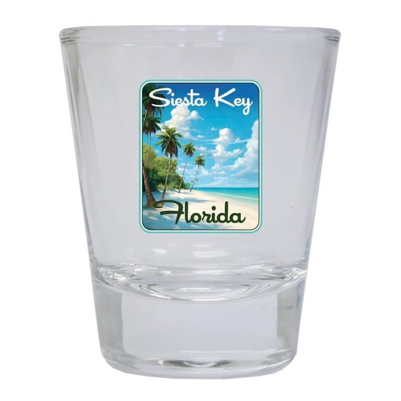 Siesta Key Beach Florida Design B Souvenir 2 oz Round Shot Glass Clear