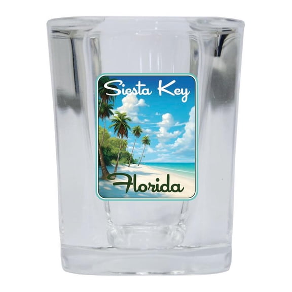Siesta Key Beach Florida Design B Souvenir 2 oz Square Shot Glass Clear