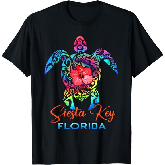 Siesta Key Florida 2026 Sea Turtle Beach Summer Vacation T-Shirt- Classic Tropical print shirts Unisex 100% Cotton Crew Neck T-Shirt Breathable Casual Everyday Wear Affordable Graphic Soft Cheap t sh