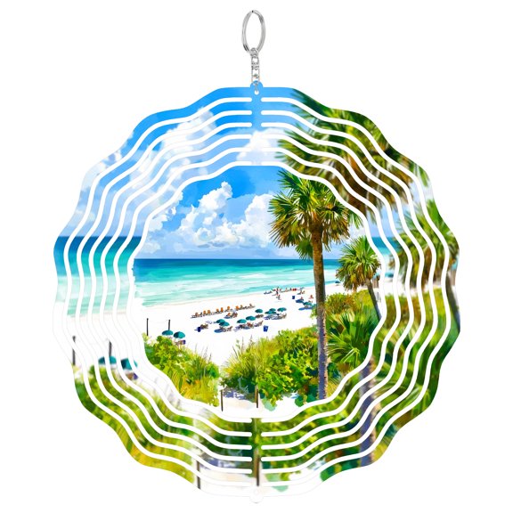 Siesta Key Florida Beach 3D Wind Spinner Stainless Steel Laser Cut Art Garden Decor Gift For Sand Lover