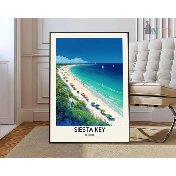Siesta Key Florida Beach Poster, Unframed Paper Poster 8x10in