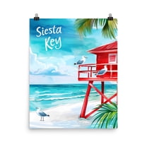 Siesta Key Print, Florida Coastal Wall Art, Gulf Of Mexico Beach Decor, Tropical Island Seaside Poster, Sarasota Bradenton Art Home Decor #4129, Unframed Poster Size 8x12