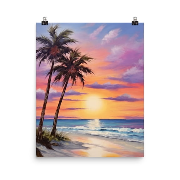 Siesta Key Print, Florida Sunset Wall Art, Gulf Of Mexico Poster, Coastal Beach Decor, Sarasota Travel Artwork, Tropical Ocean Home Decor #4069, Unframed Canvas Size 16x24