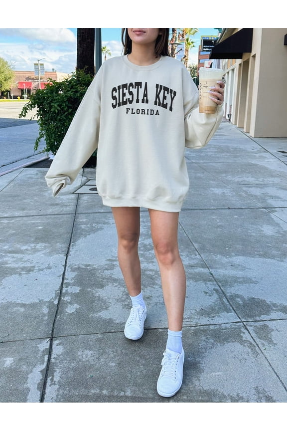 Siesta Key Sweatshirt, Trendy Preppy Sweatshirt, Aesthetic College Crewneck, Oversized Minimalist Sweater, Siesta Key Florida Shirt All Size S-5Xl