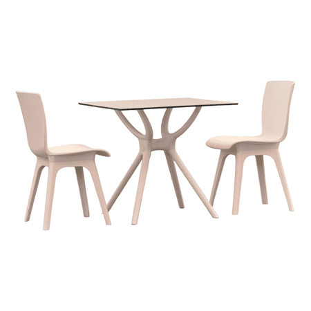 Compamia Mio Dining Set with 2 Chairs White