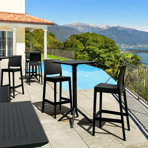 Siesta Sky Maya Square Bar Set With 2 Barstools With Black Finish ISP1163S-BLA