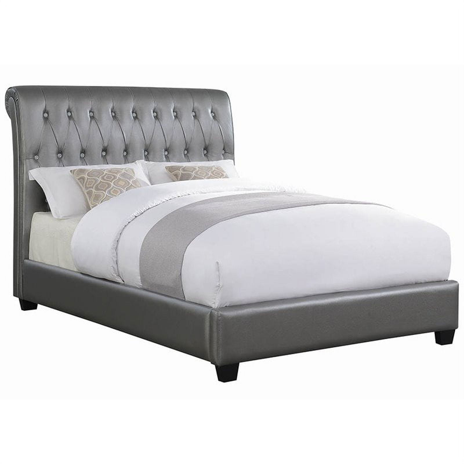 Siesta Tufted Upholstered Eastern King Bed Metallic Charcoal and