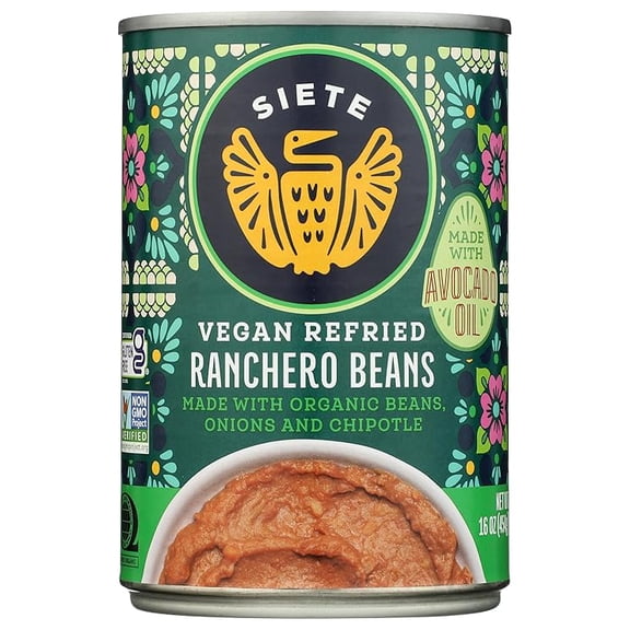 Siete Beans Refried Ranchero, 16 oz (Pack of 2)