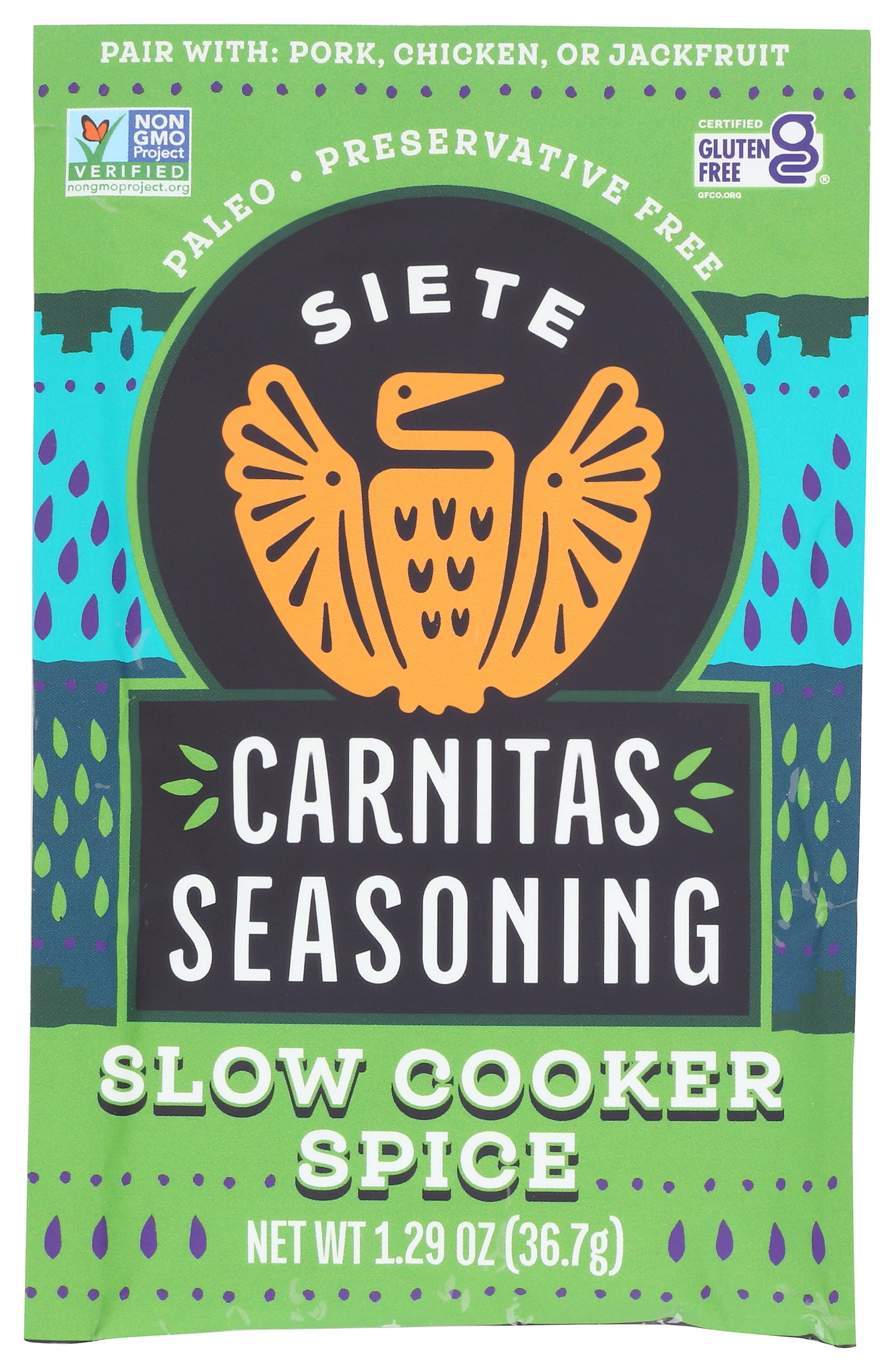 Siete Carnitas Seasoning Slow Cooker Spice, 1.29 oz, 12 pack