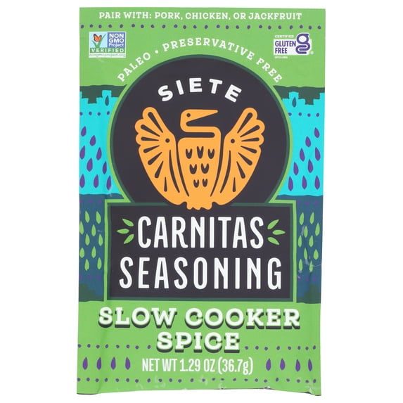 Siete Carnitas Seasoning Slow Cooker Spice, 1.29 oz, 12 pack