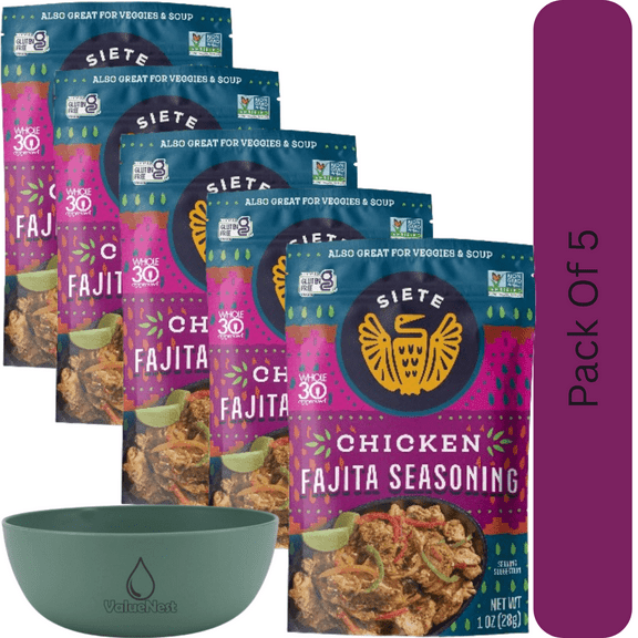 Siete Chicken Fajita Spice Mix 1 oz Packet With Olive Green Bowl By ValueNest