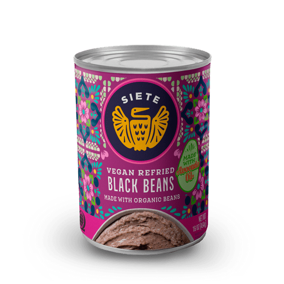 Siete Family Foods, Canned Refried Black Beans, 16 oz.