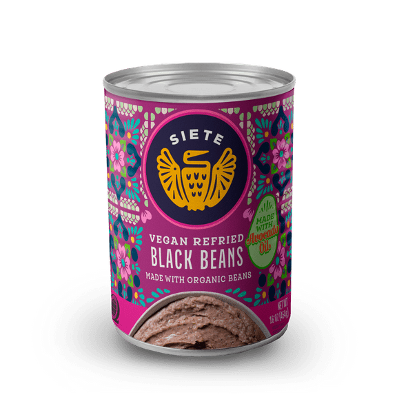 Siete Family Foods, Canned Refried Black Beans, 16 oz.