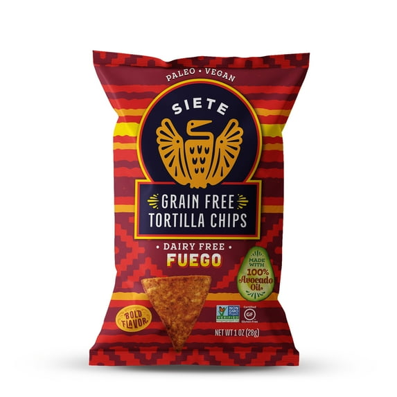 Siete Family Foods Grain Free Tortilla Chips, Fuego Flavor, 1 oz. Bag