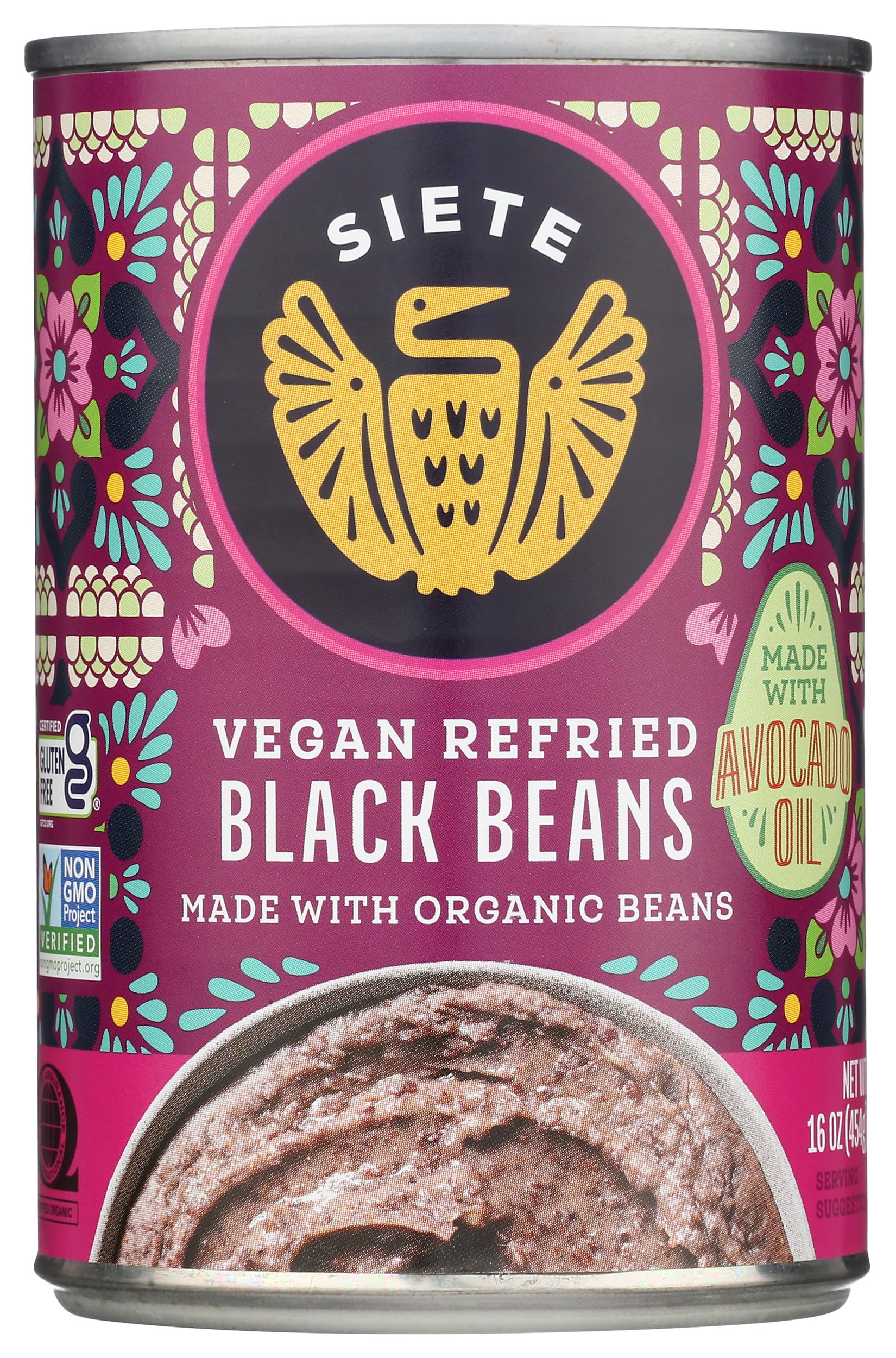 Siete Family Foods Refried Black Beans, 16 OZ