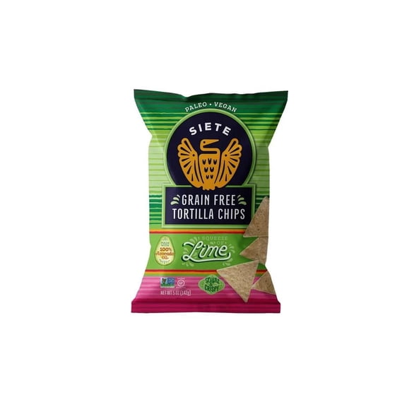 Siete Family Foods Tortilla Chip, Hint of Lime, 5 oz Bag