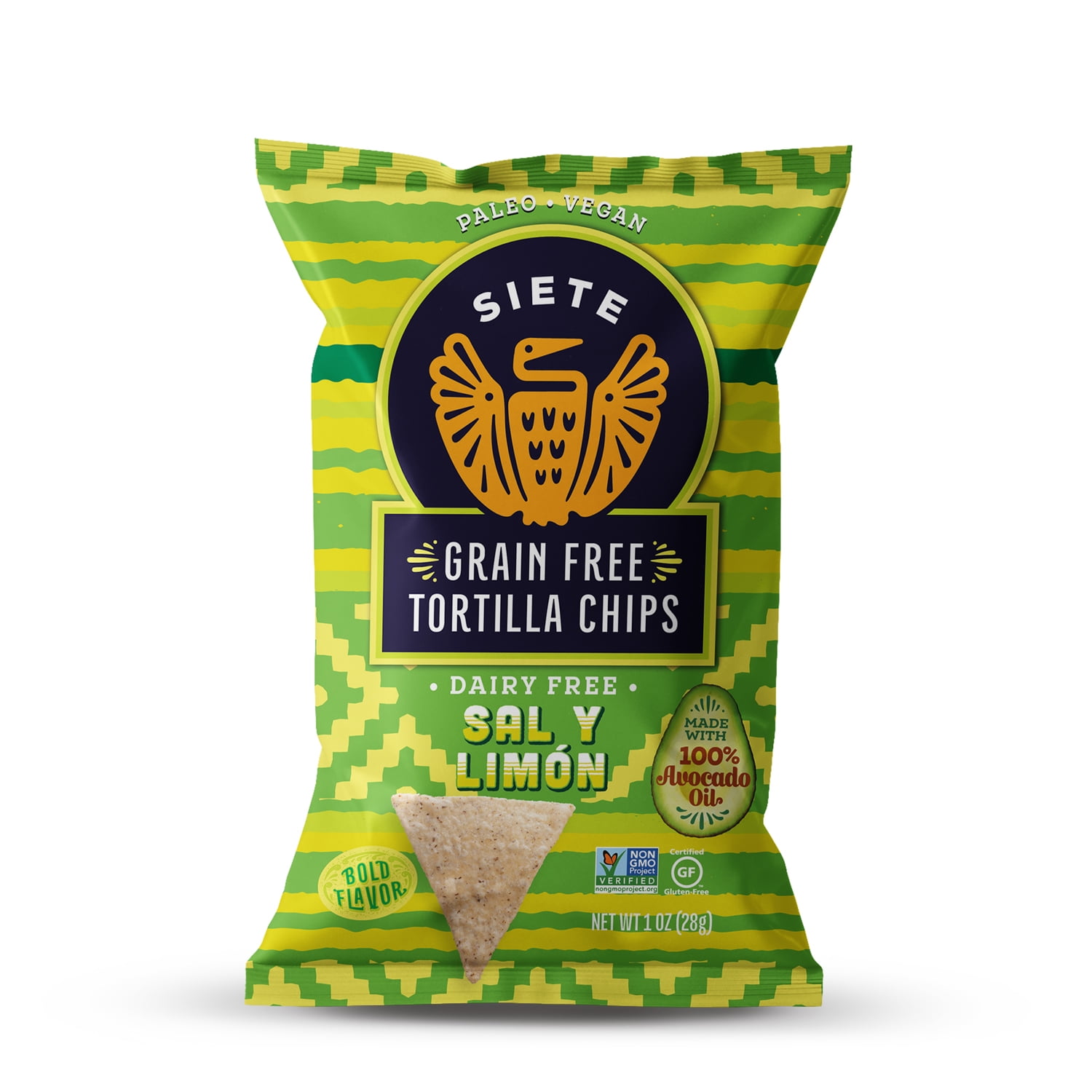 Siete Family Foods Tortilla Chips, Grain Free, Salt and Lemon, 1 oz. Bag