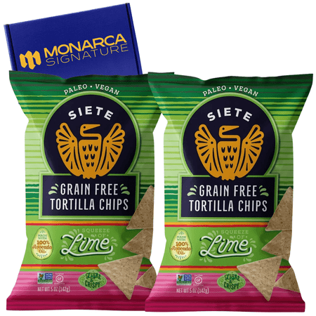Siete Family Foods Tortilla Chips, Hint of Lime, 5 oz (Pack of 2) – Grain-Free, Gluten-Free, Non-GMO, Vegan, Perfect for Dipping & Snacking