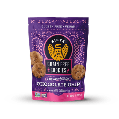 Siete Gluten Free Chocolate Chip Cookies | 4.5 Oz. Bag (Pack of 6)