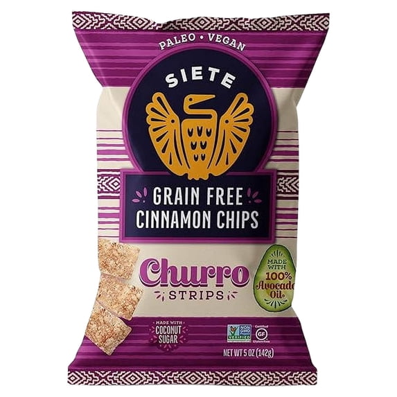 Siete Grain Free Cinnamon Churro Strips, 5 oz Bag (1 Pack) - Dairy Free, Paleo, Vegan, Non-GMO, Gluten Free