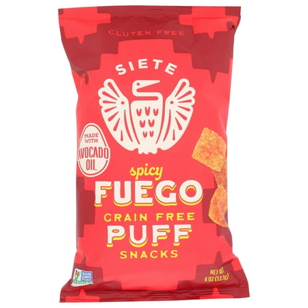 Siete,Grain Free Puff Snacks, FUEGO PUFFS, 4 OZ, 6 pack