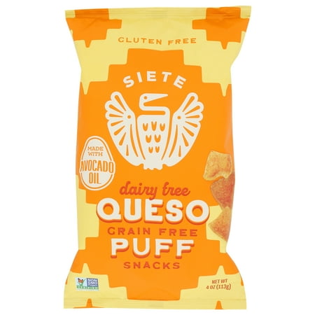 Siete,Grain Free Puff Snacks, QUESO PUFFS, 4 OZ, 6 pack
