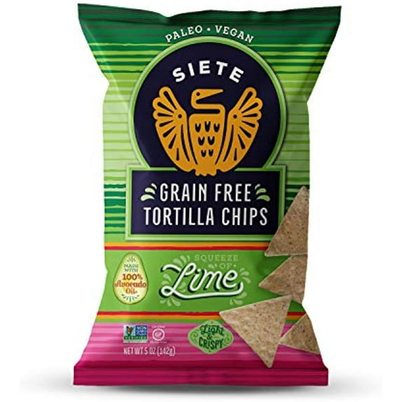 Siete Grain Free Tortilla Chips | Gluten Free Chips | Paleo & Vegan Snacks | Non Gmo | Lime, 5 Ounce (Pack Of 6)