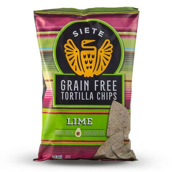 Siete Grain Free Tortilla Chips Gluten Free Lime -- 5 oz Pack of 4