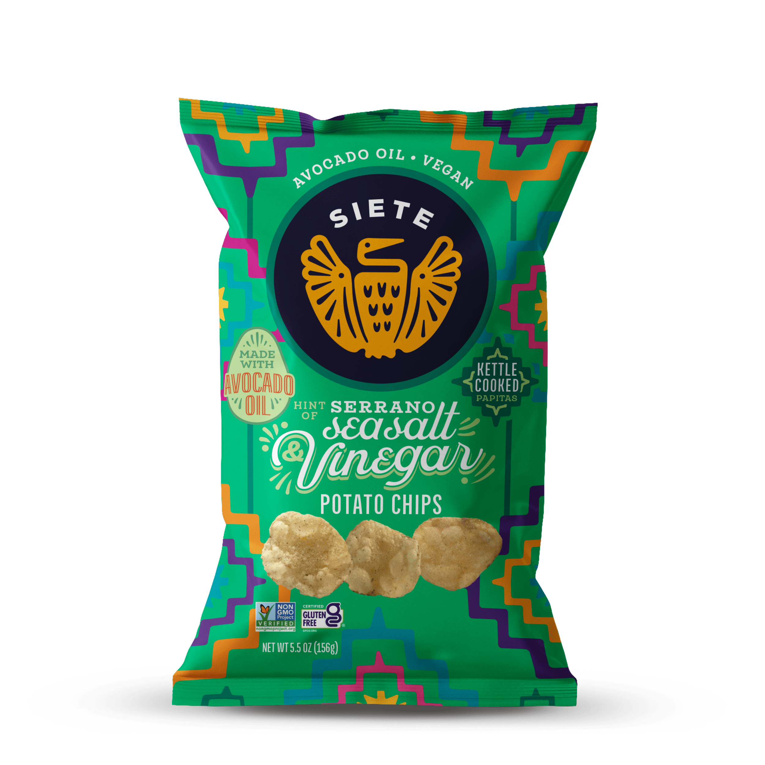 Siete Kettle Cooked Potato Chips Serrano Sea Salt & Vinegar - 5.5 oz