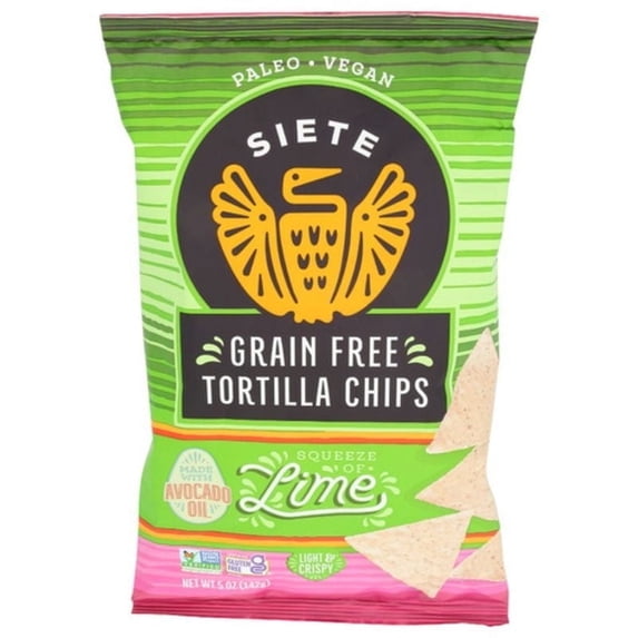 Siete Lime Grain Free Tortilla Chips 5 oz Pack of 4