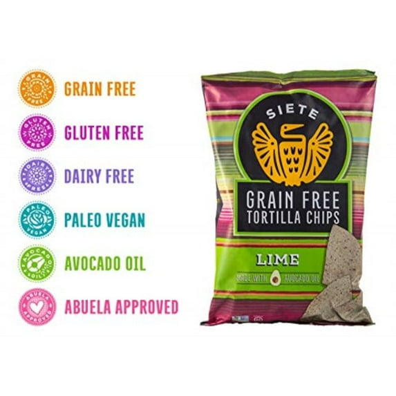Siete Lime Grain Free Tortilla Chips, 5 oz bags (1 PACK)