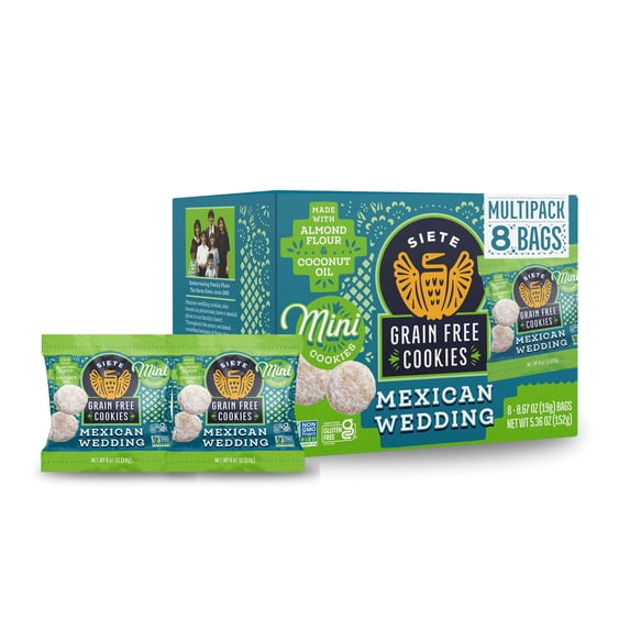 Siete Foods Grain Free Mexican Wedding Cookie, 8 Count Multipack