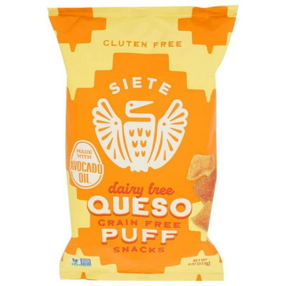 Siete Queso Dairy Free Grain Free Puff Snacks 4 oz Pack of 3