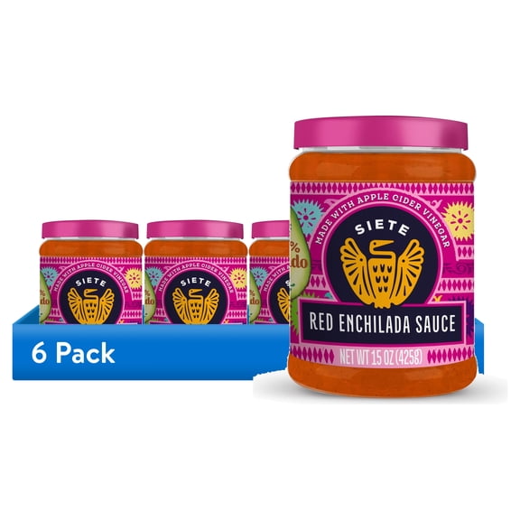 (6 pack) Siete Foods Gluten Free Red Enchilada Sauce, 15 oz. Jar