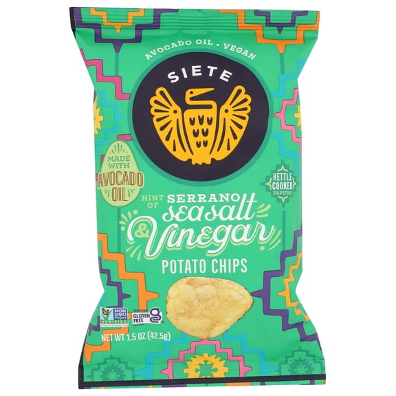 Siete SEA SALT VINEGAR  Kettle Cooked Potato Chips 1.5 OZ, 24 pack