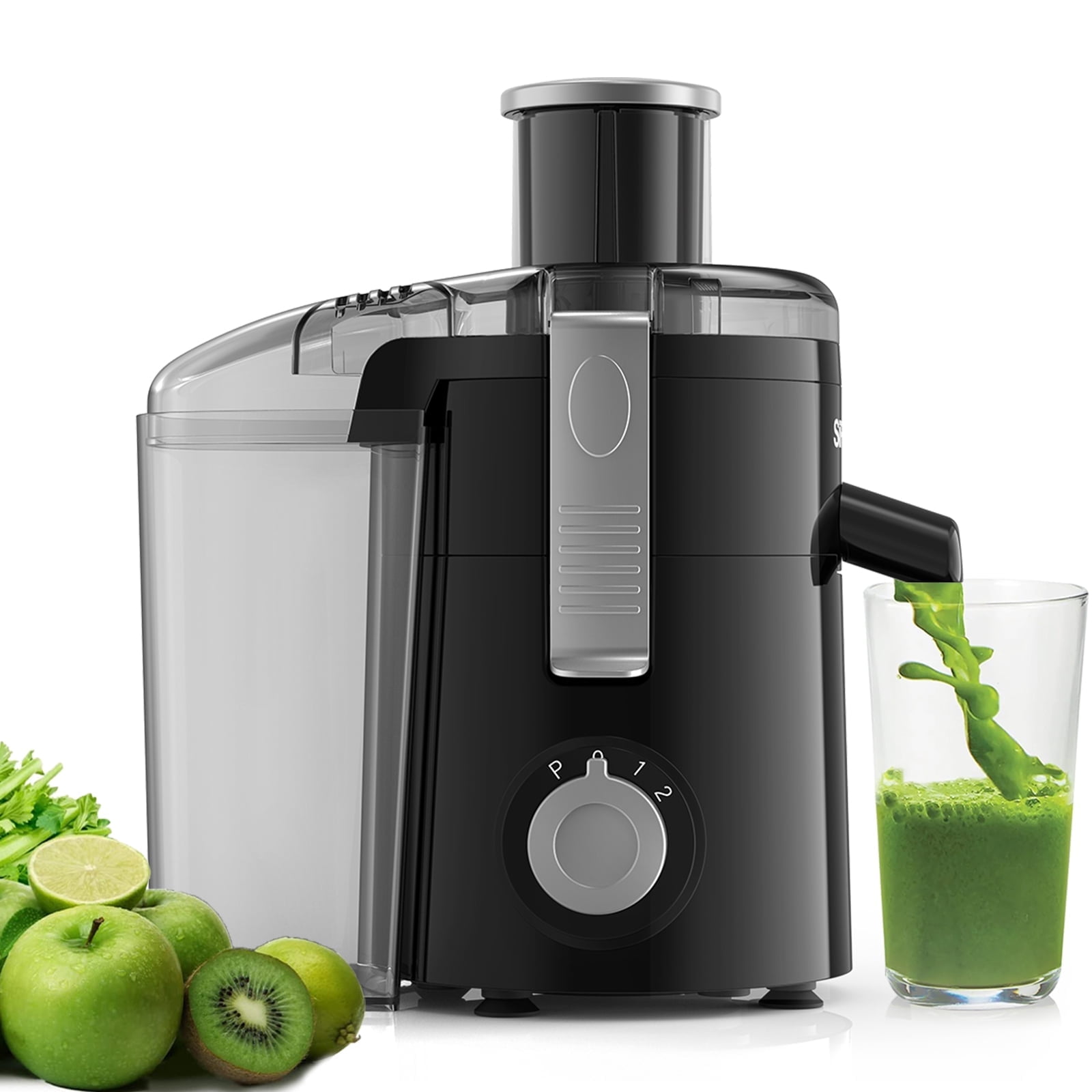 Compact Black Stainless Steel Centrifugal Juicer with Variable Speed