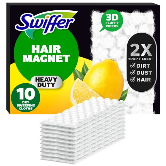 Swiffer Hair Magnet, Heavy Duty Refills, Lemon, 10 Count