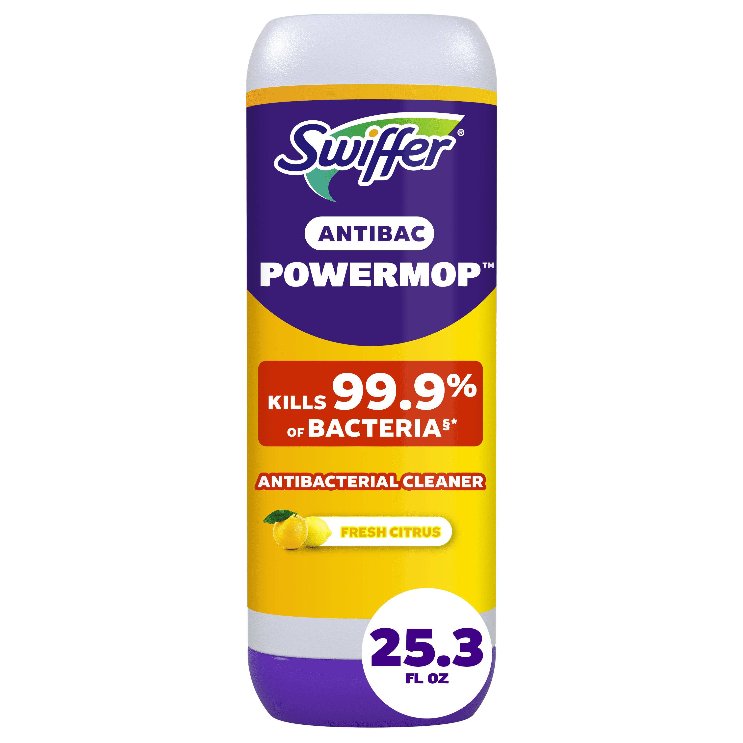 Swiffer PowerMop Anti-Bacterial Refill Solution, Lemon, 1-Pack