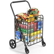 Siffler Jumbo Shopping Cart with Swivel Wheels, Heavy Duty Foldable Grocery Cart, Portable Utility Cart for Shopping, Groceries, Laundry, Holds up to 396LBS