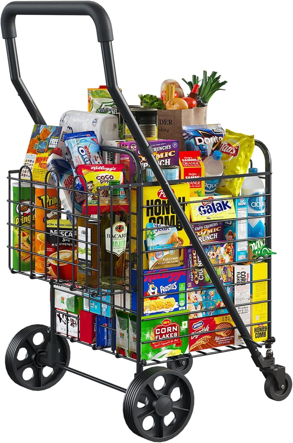 Siffler Shopping Cart with Swivel Wheels, Black