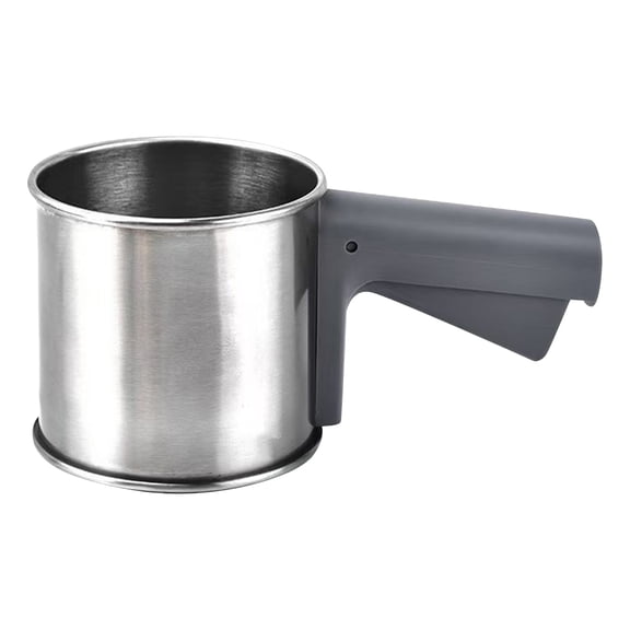 Sifter for Baking, Kitchen Strainer with Handle, Stainless Steel Mesh Strainer, Powdered Sugar Shaker Duster, No Lid Handheld Semi-Automatic Baking Powder Sifter, 8X4.5X4 Inch
