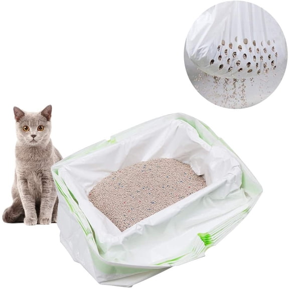 Sifting Cat Litter Box Liners, 7 Pack Duty Litter Filter Bags for Pet Waste Disposal, Portable Poop Cleanup Scoop Liners for Most Litter Pans